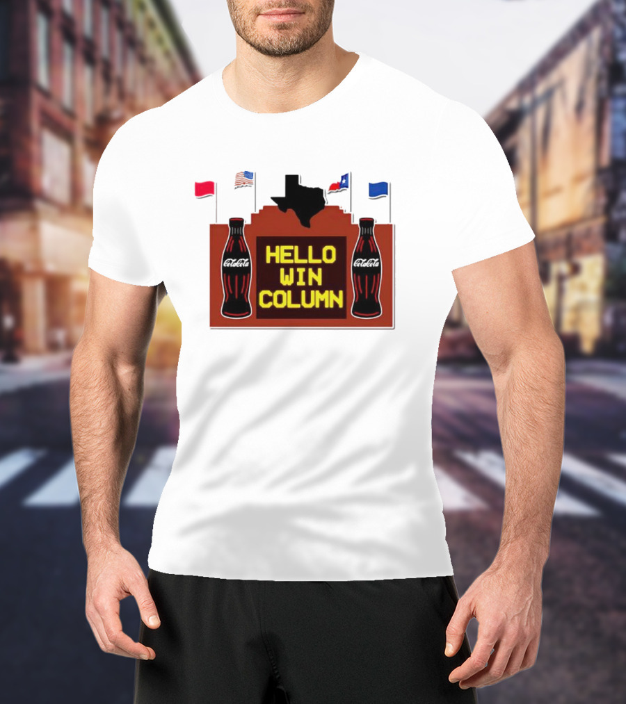 Hello Win Column Texas Rangers Flags Coca-Cola T-Shirt