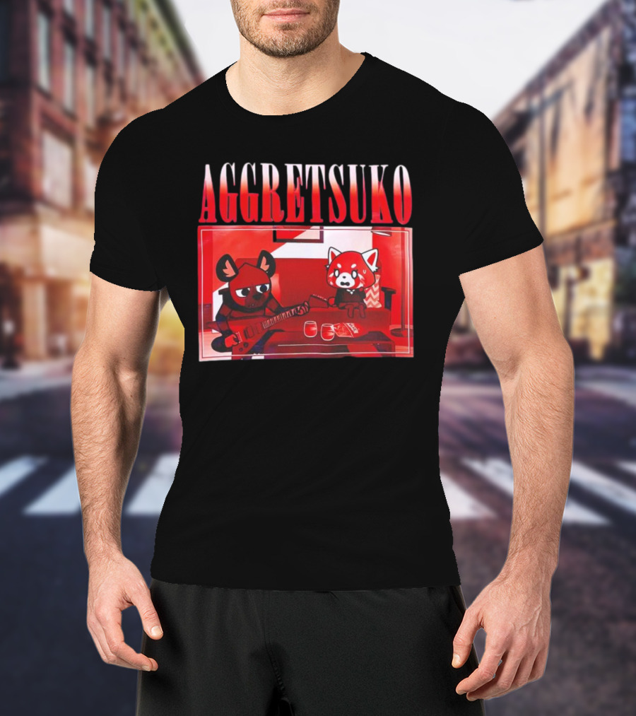 Aggretsuko Haida Couch Red Panda Rock Guitar Scene T-Shirt