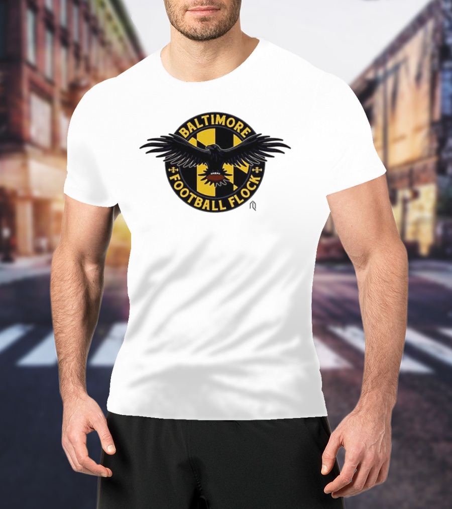 Baltimore Football Flock Raven Maryland Flag Crest T-Shirt