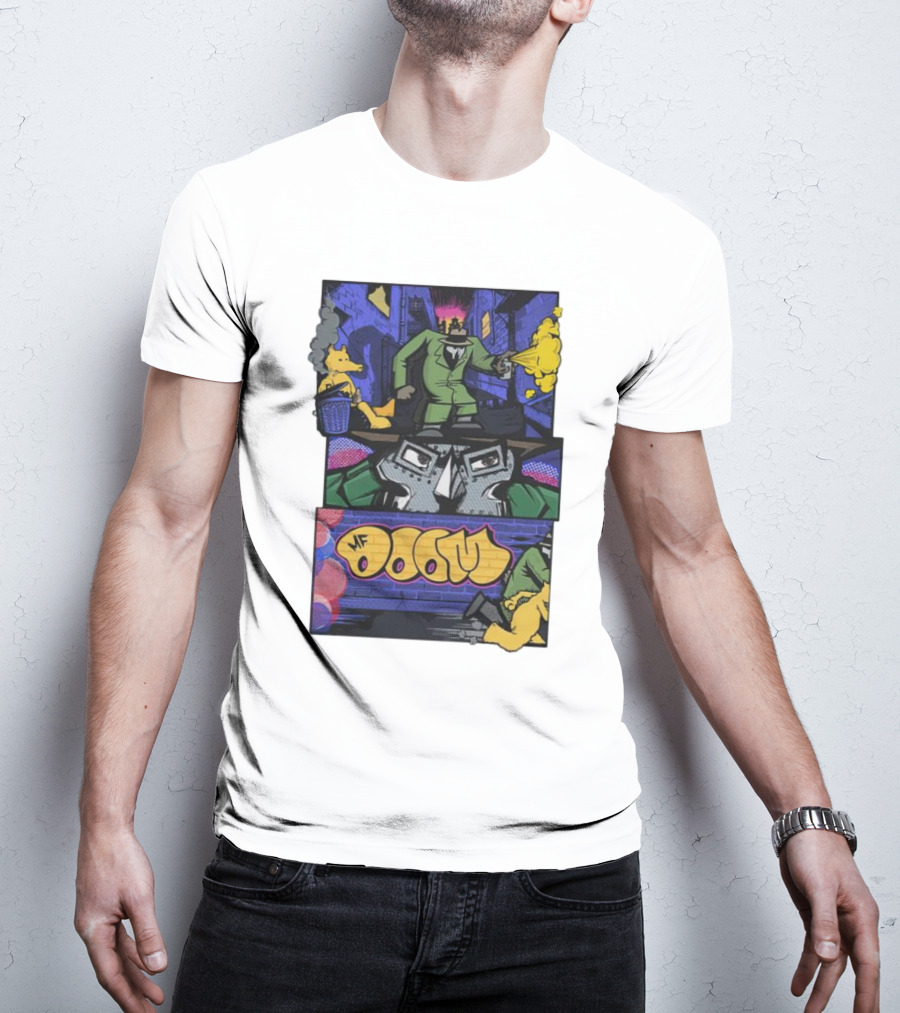 MF Doom Graffiti Comic Street Scene T-Shirt