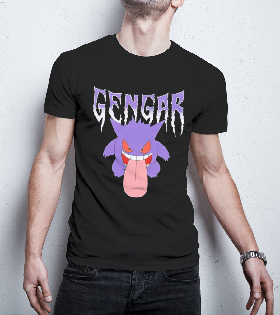 Pokemon Gengar Metal Typography Purple Monster T-Shirt