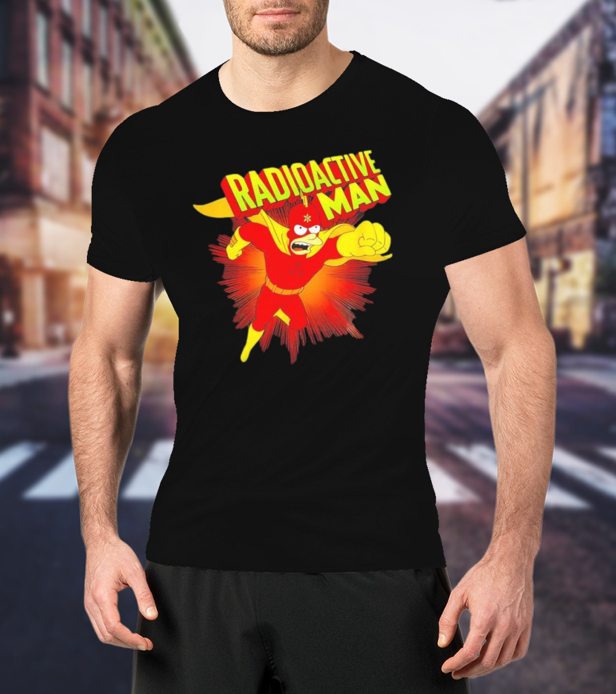 The Simpsons Radioactive Man Superhero Burst Action T-Shirt