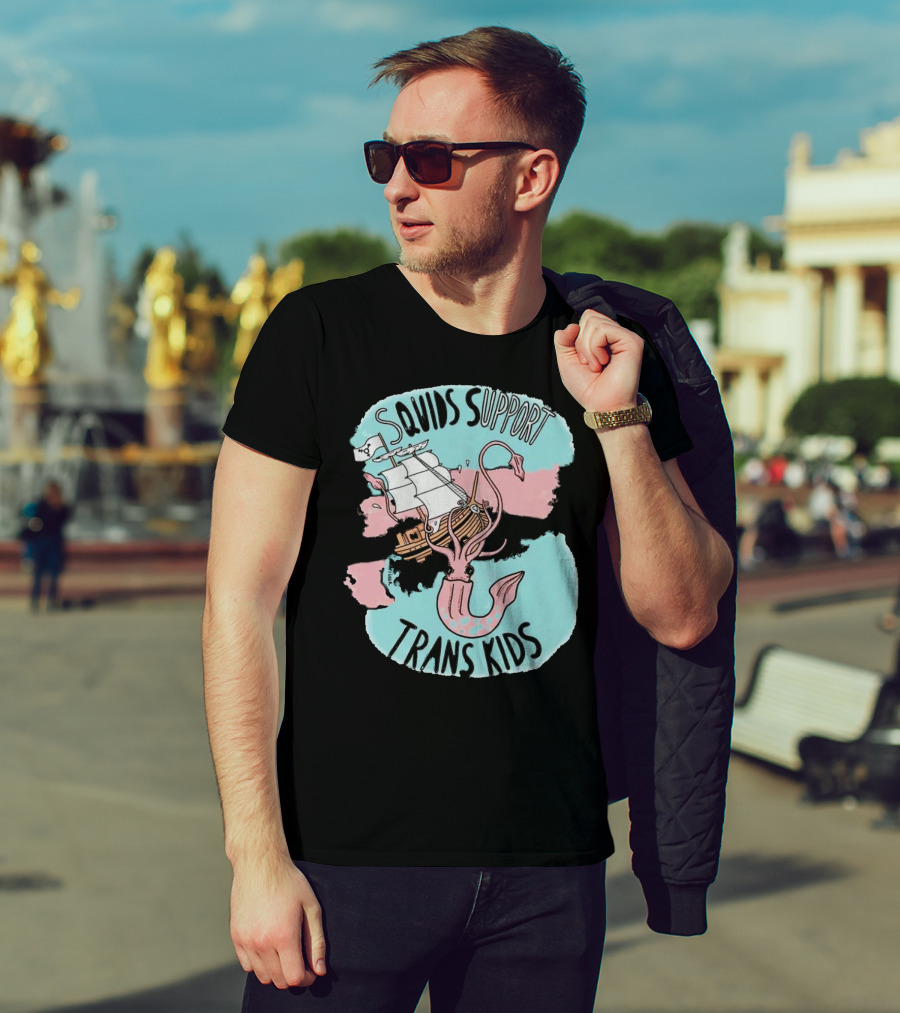LGBT Squids Support Trans Kids With Pirate Ship T-Shirt
