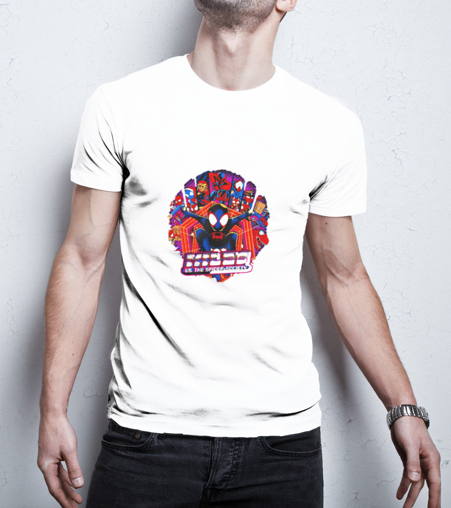 Miles Spider-Society Ensemble With Diverse Spider Characters T-Shirt