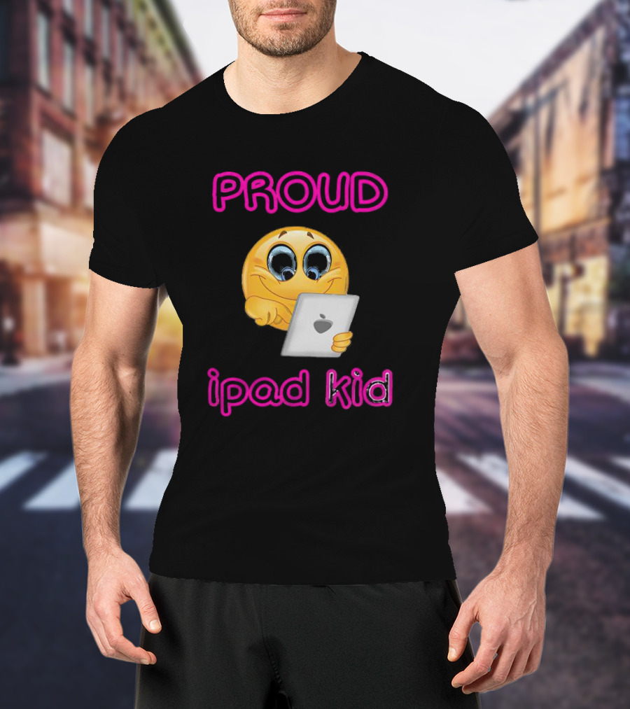 Proud Smile Emoji With IPad Kid T-Shirt