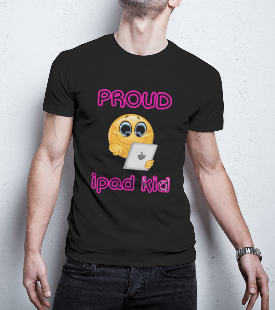 Proud Smile Emoji With IPad Kid T-Shirt