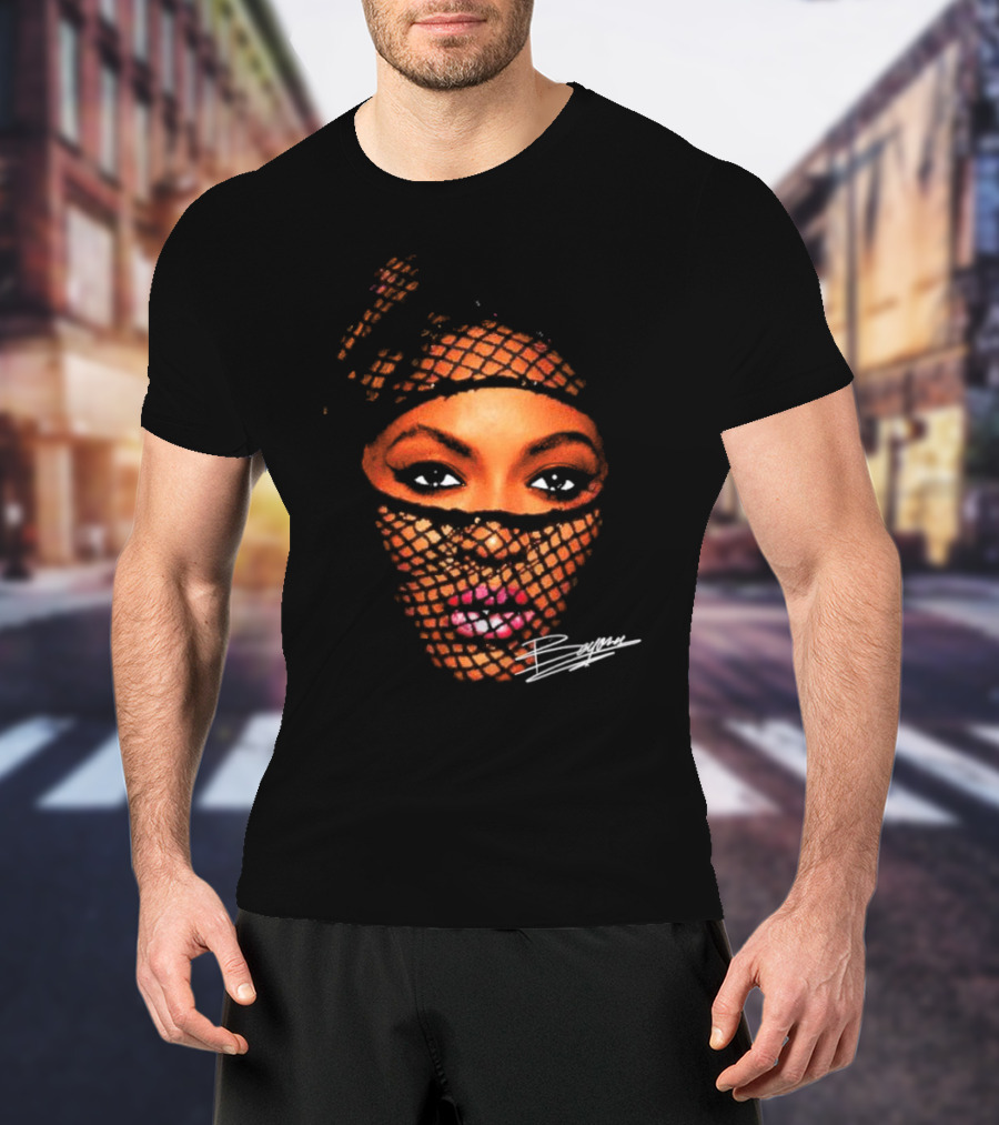 Beyonce Big Face Signature Vintage Mesh Look T-Shirt