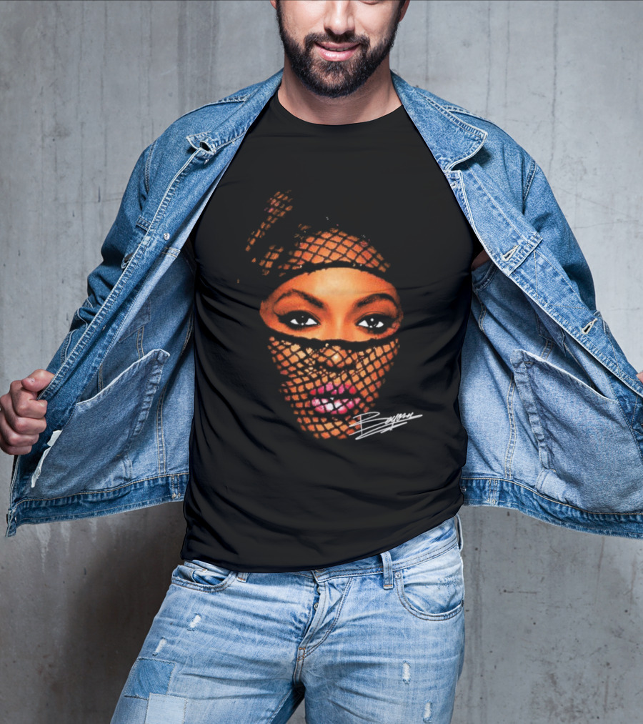 Beyonce Big Face Signature Vintage Mesh Look T-Shirt