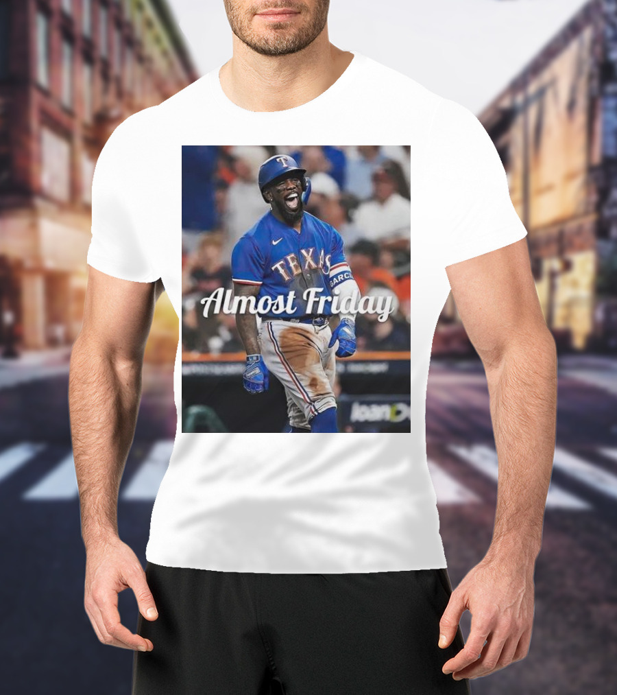 Almost Friday El Bomb Adolis García Texas Rangers MVP Showing T-Shirt