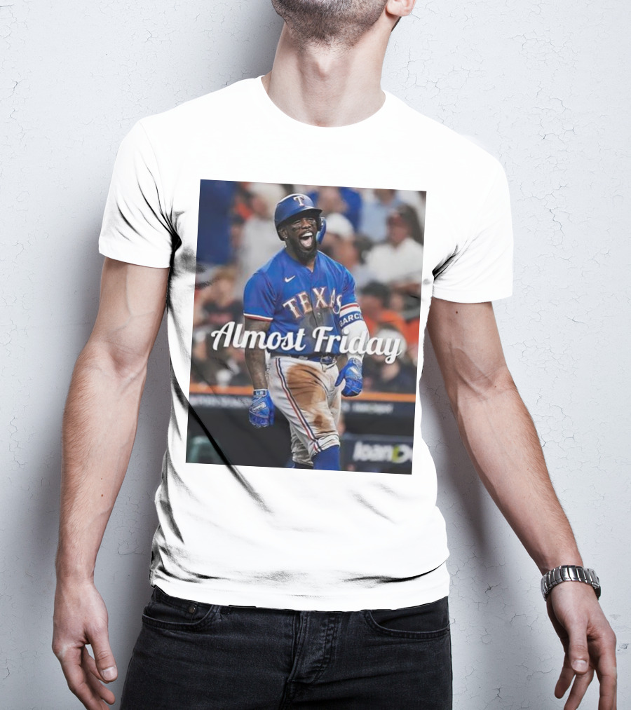 Almost Friday El Bomb Adolis García Texas Rangers MVP Showing T-Shirt