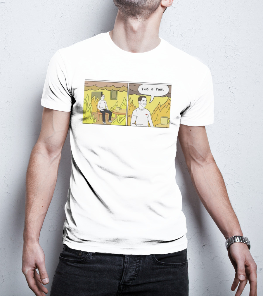 This Is Fine Fire Meme Comic Scene T-Shirt