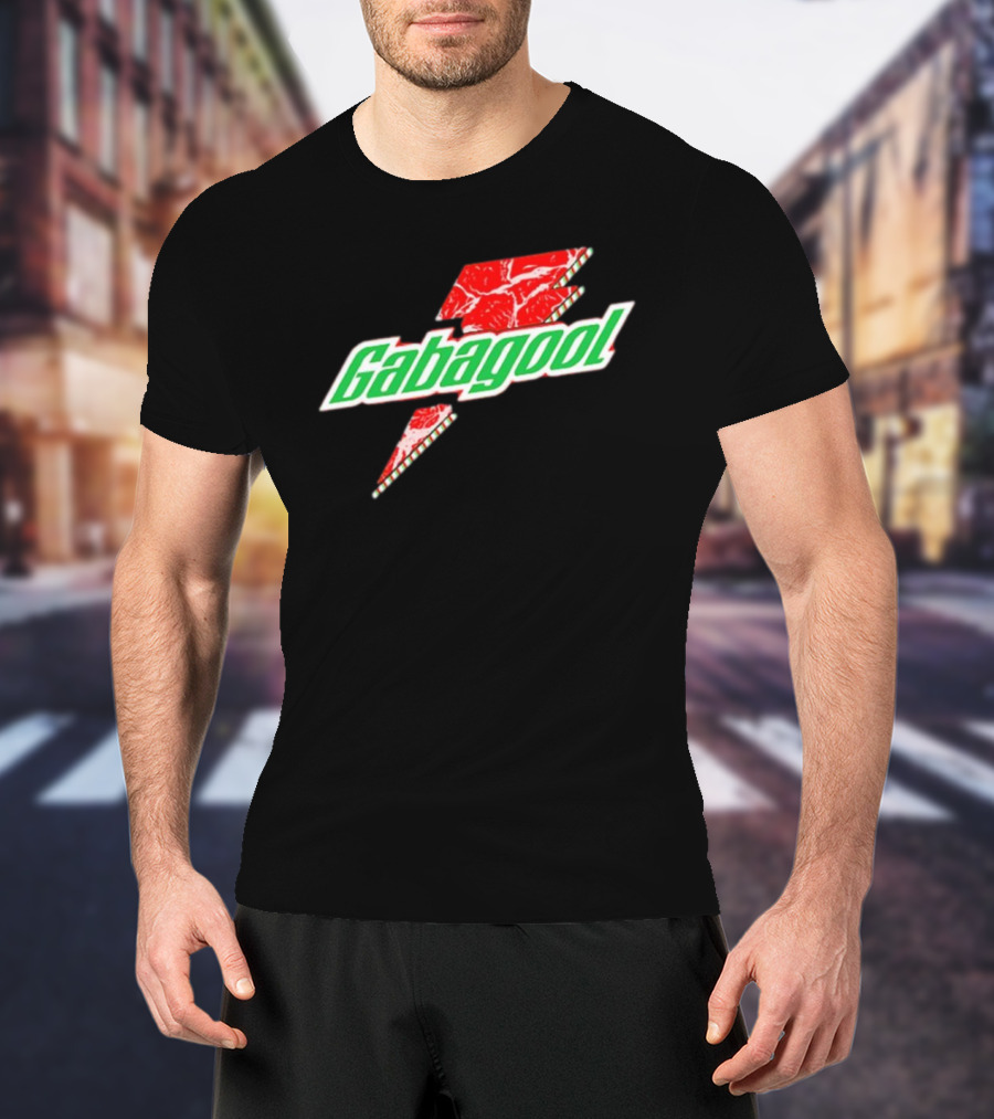 Gabagoolade Lightning Bolt Logo Meat Pattern Heavyweight T-Shirt