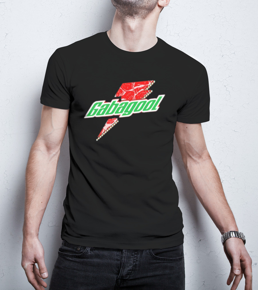 Gabagoolade Lightning Bolt Logo Meat Pattern Heavyweight T-Shirt