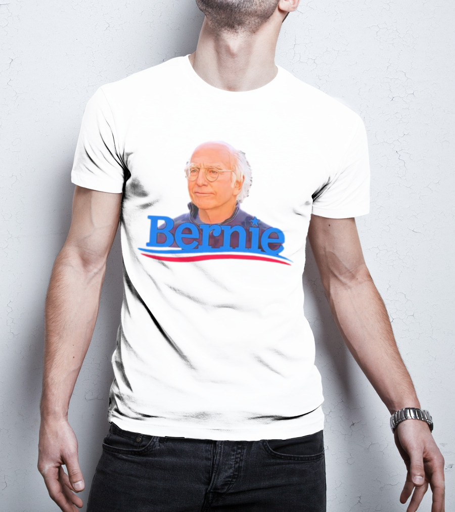 Bernie Larry David Parody With Blue Lettering And Red Stripe T-Shirt