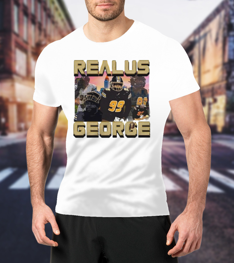 Realus George 99 Football Player Urban Skyline T-Shirt