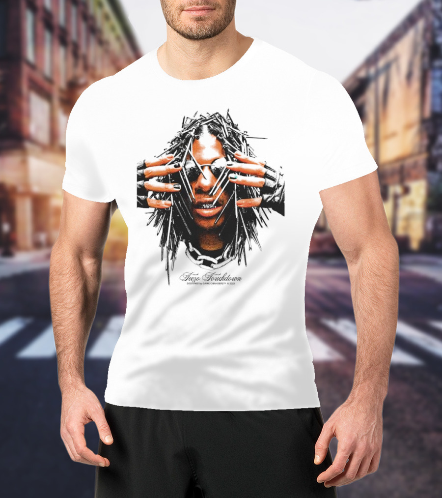 Teezo Touchdown Big Face Vintage Dark Sunglasses And Dreadlocks T-Shirt