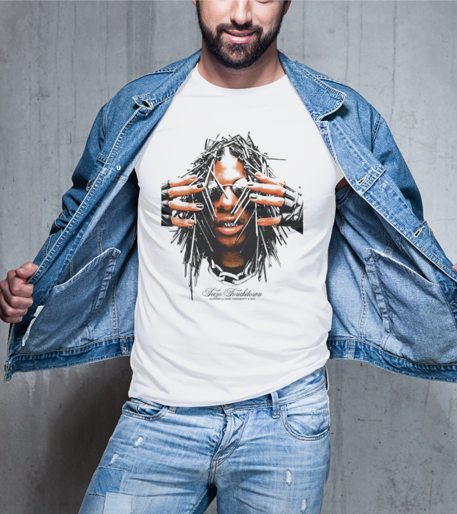 Teezo Touchdown Big Face Vintage Dark Sunglasses And Dreadlocks T-Shirt