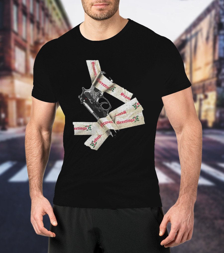 Yippie Ki Yay Seasons Greetings Gun Holiday Humorous Reference T-Shirt