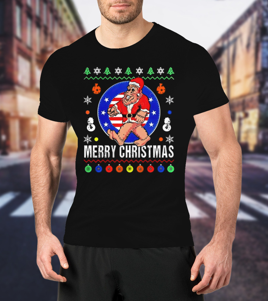 Merry Christmas Bigfoot Santa Claus Festive Holiday T-Shirt