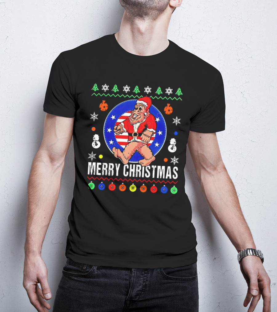 Merry Christmas Bigfoot Santa Claus Festive Holiday T-Shirt