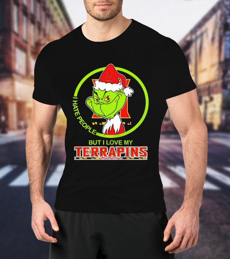 Grinch I Hate People But I Love My Maryland Terrapins Christmas T-Shirt
