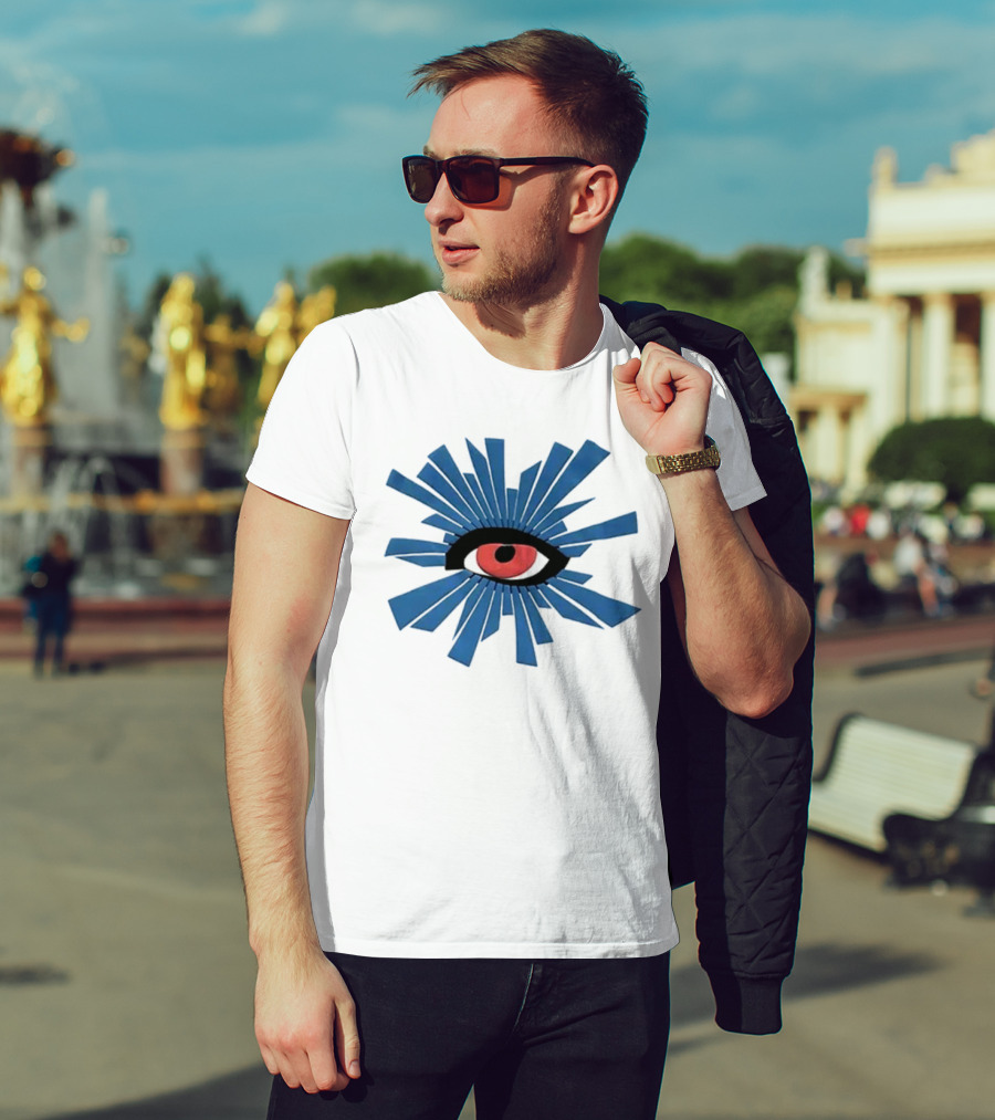 House Of Errors Eye Design With Radiant Blue And Red Iconic Elements T-Shirt