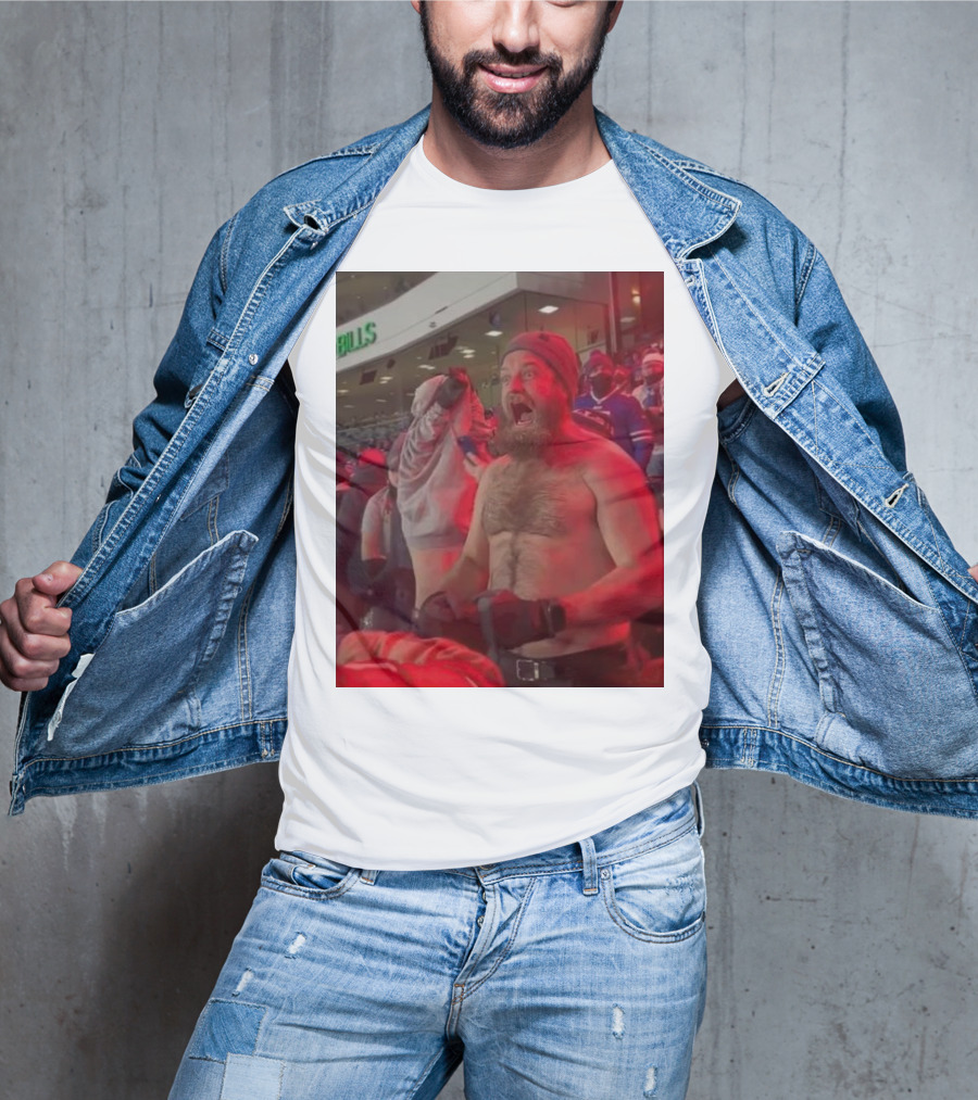 Buffalo Bills Shirtless Fan Game Day Excitement Ryan Fitzpatrick Scream T-Shirt