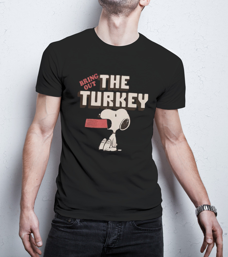 Snoopy Bring Out The Turkey Peanuts Thanksgiving Iconic Cartoon T-Shirt