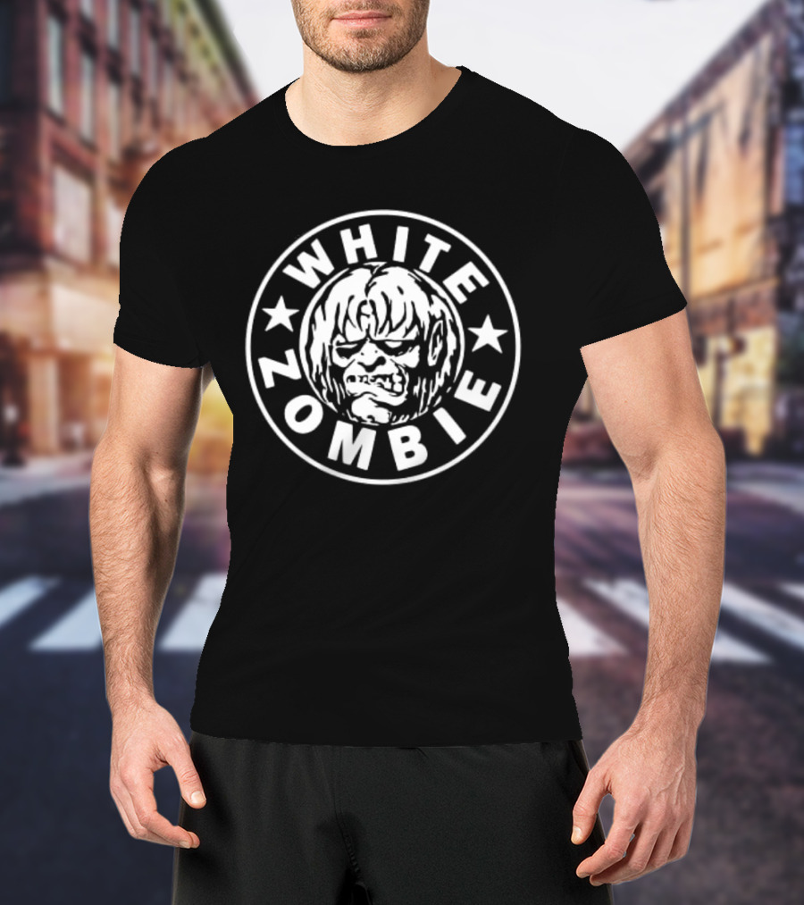 White Zombie Band Logo With Stars And Monster Face T-Shirt