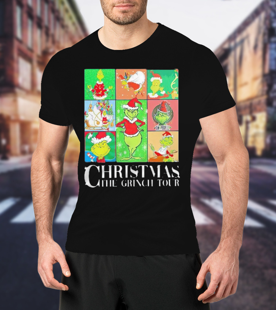 Christmas The Grinch Tour Santa Hat Emojis And Festive Scenes T-Shirt