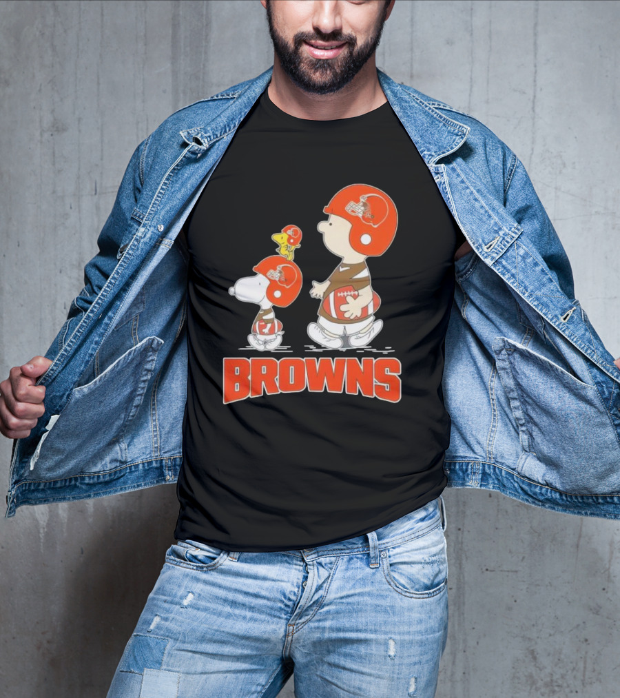 Snoopy Charlie Brown Woodstock Football Browns T-Shirt