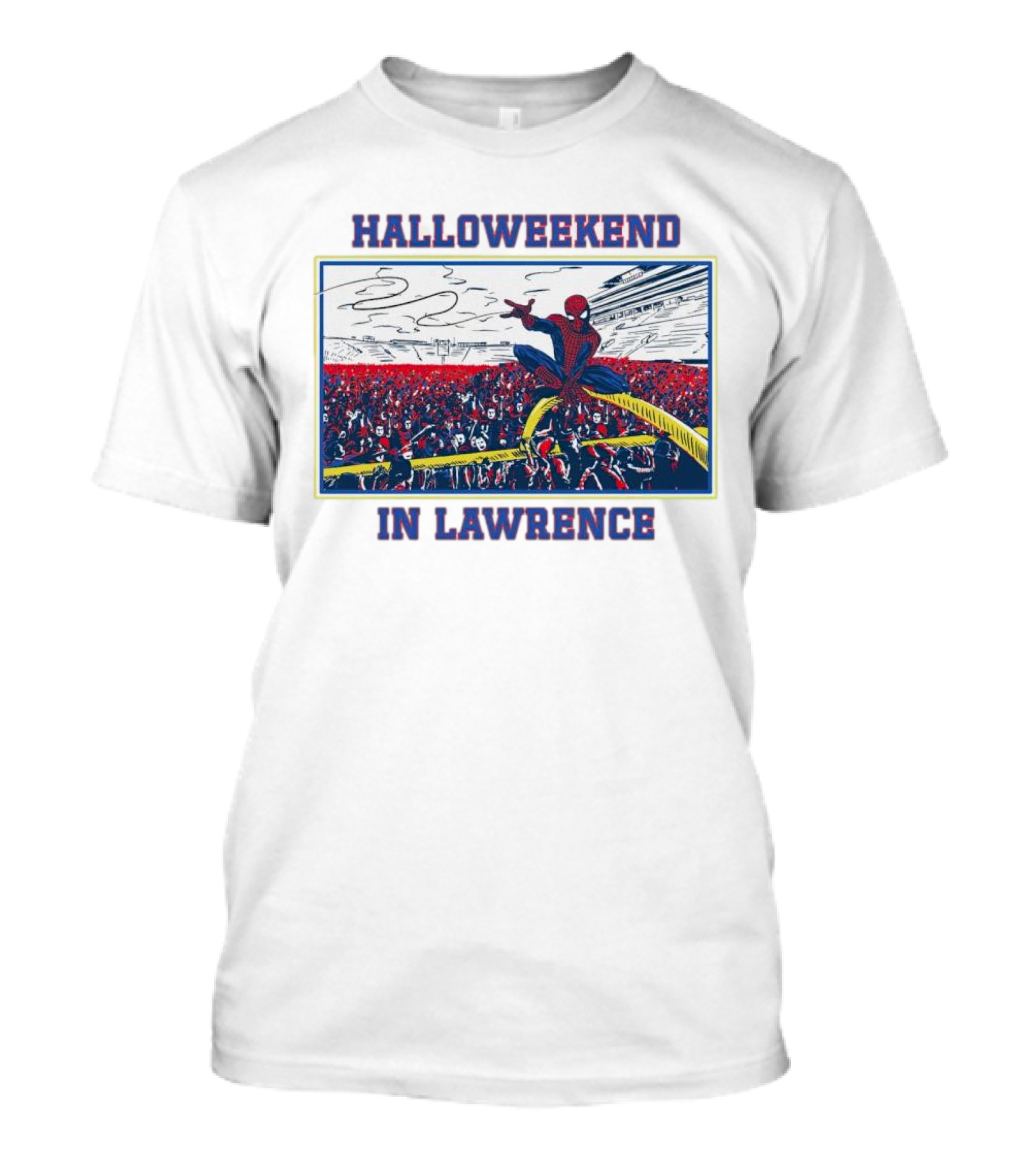 Halloweekend In Lawrence Spider Man Event Crowd Scene T-Shirt