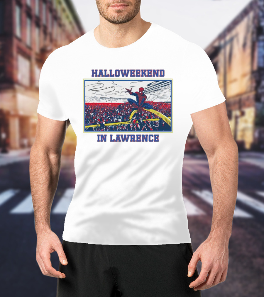 Halloweekend In Lawrence Spider Man Event Crowd Scene T-Shirt