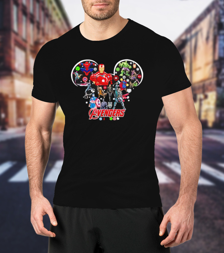 Avengers Marvel Characters In Mickey Mouse Head Shape T-Shirt
