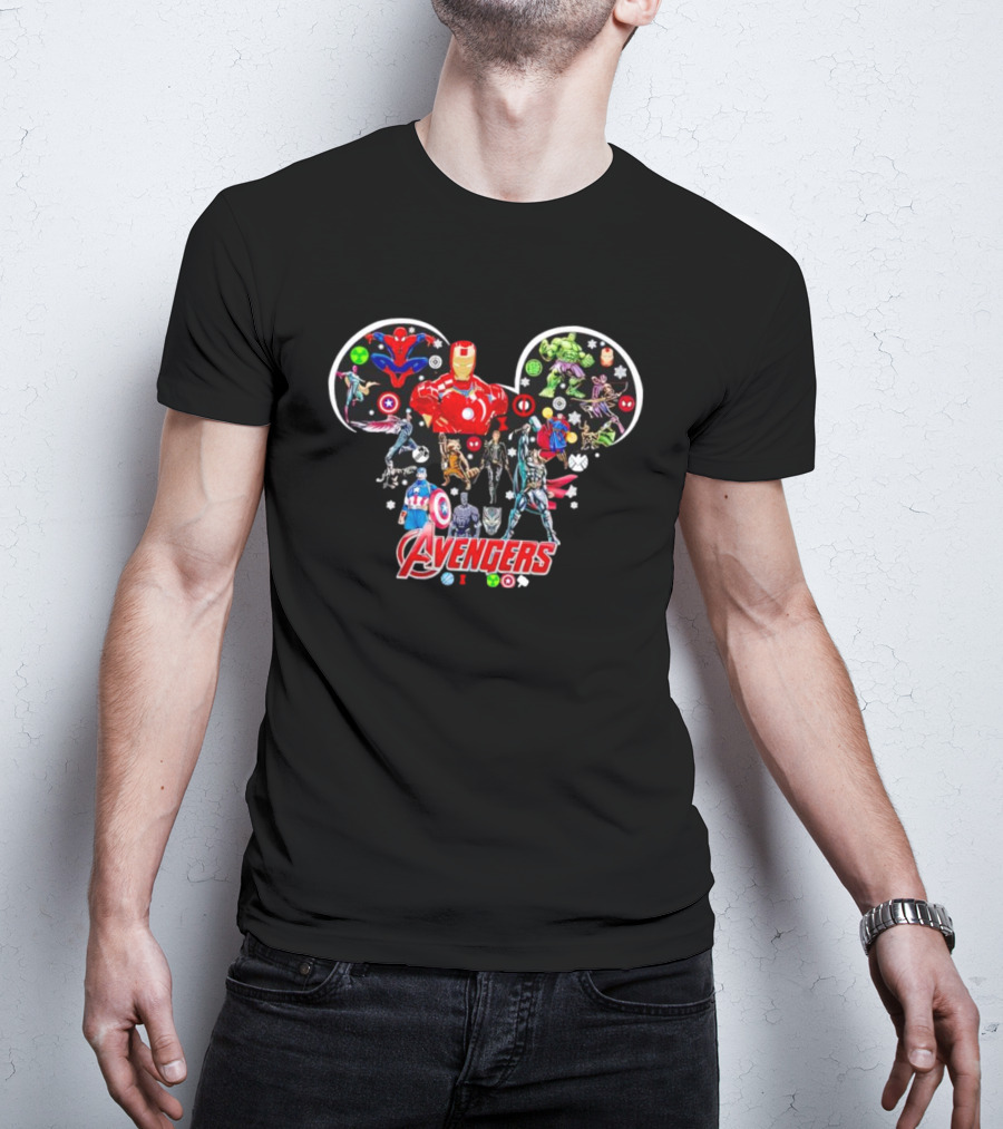 Avengers Marvel Characters In Mickey Mouse Head Shape T-Shirt
