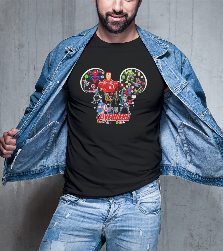Avengers Marvel Characters In Mickey Mouse Head Shape T-Shirt