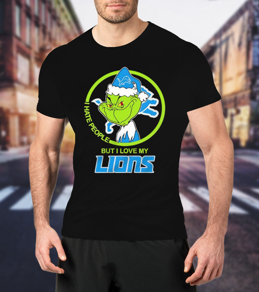 Grinch I Hate People But I Love My Detroit Lions T-Shirt