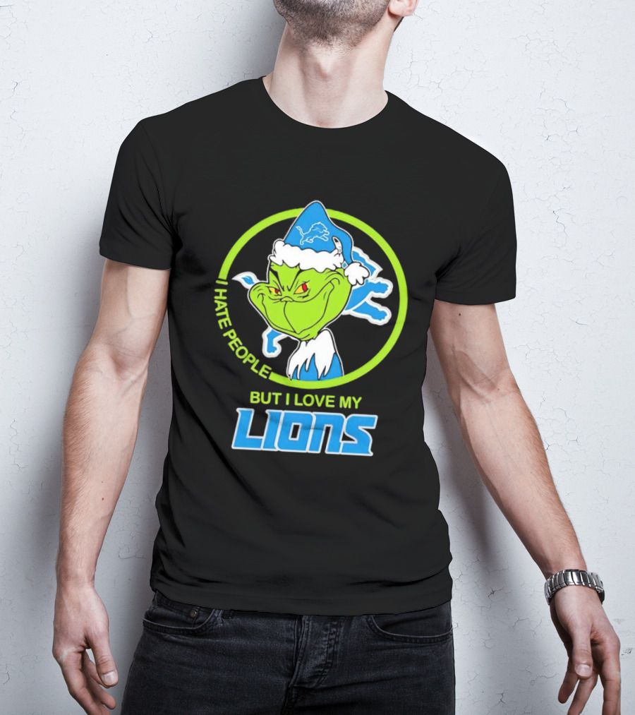 Grinch I Hate People But I Love My Detroit Lions T-Shirt