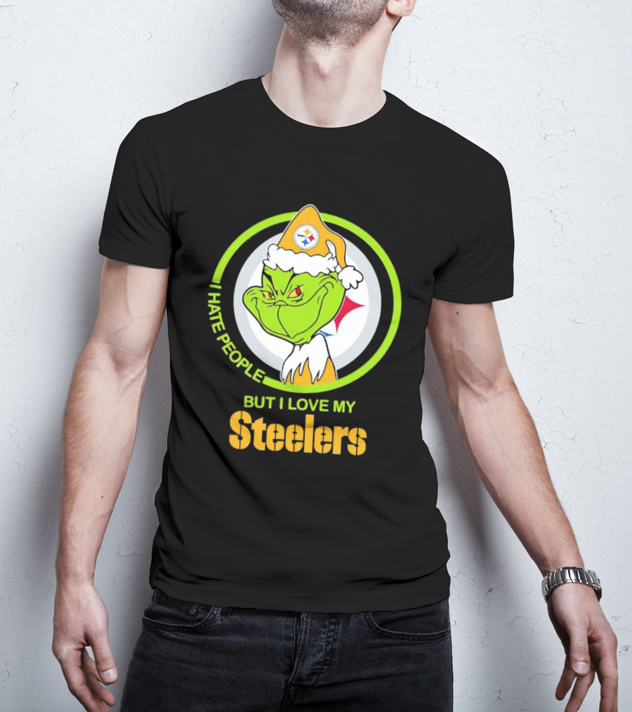 Grinch I Hate People But I Love My Steelers Pittsburgh T-Shirt