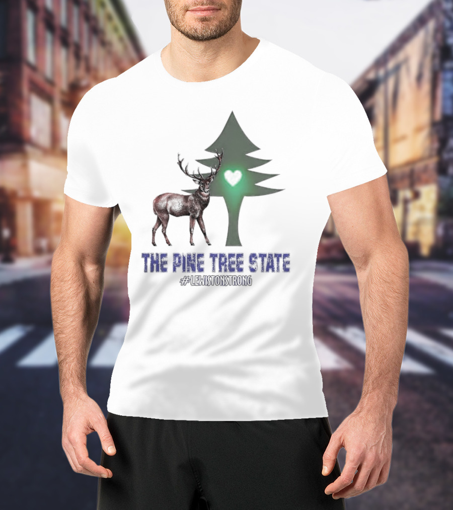 Reindeer The Pine Tree State Heart Icon #LewistonStrong T-Shirt