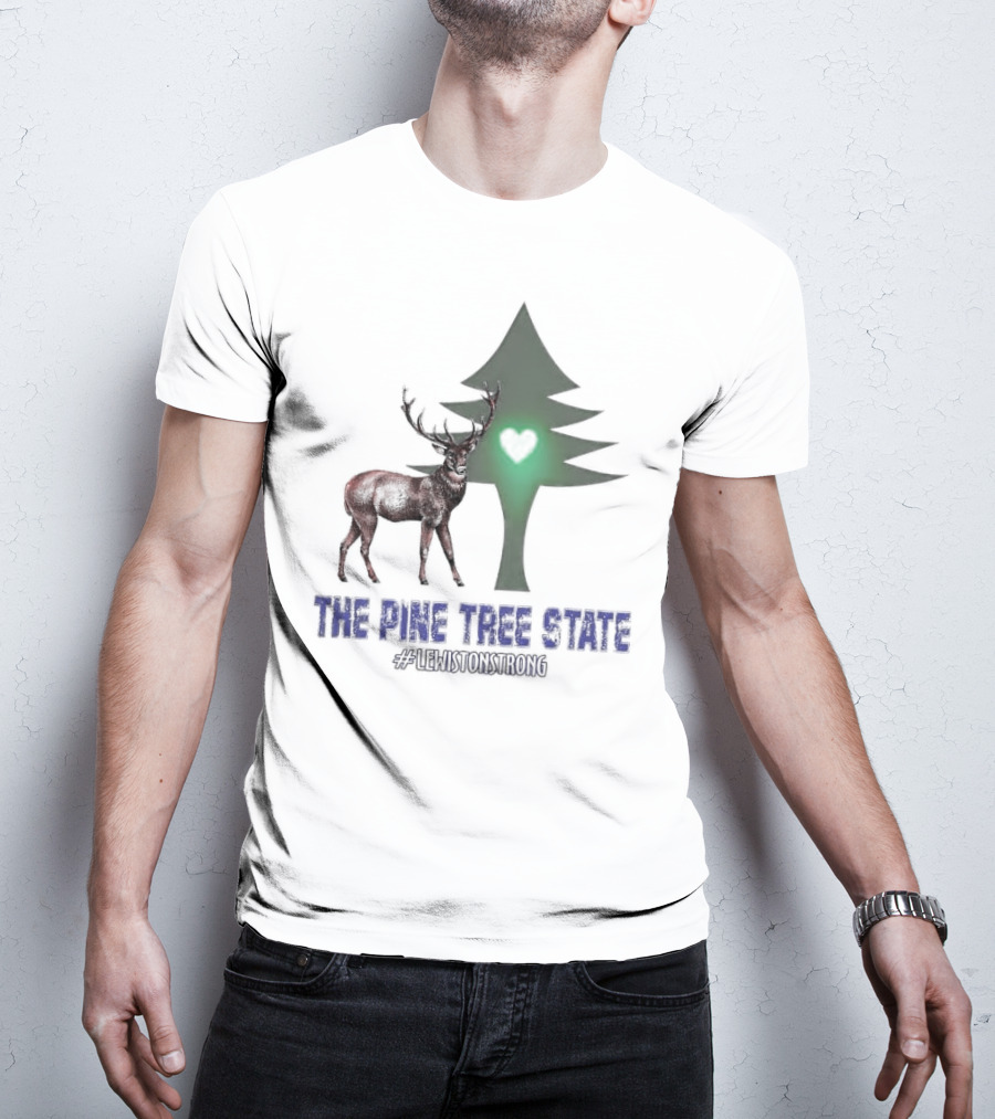 Reindeer The Pine Tree State Heart Icon #LewistonStrong T-Shirt