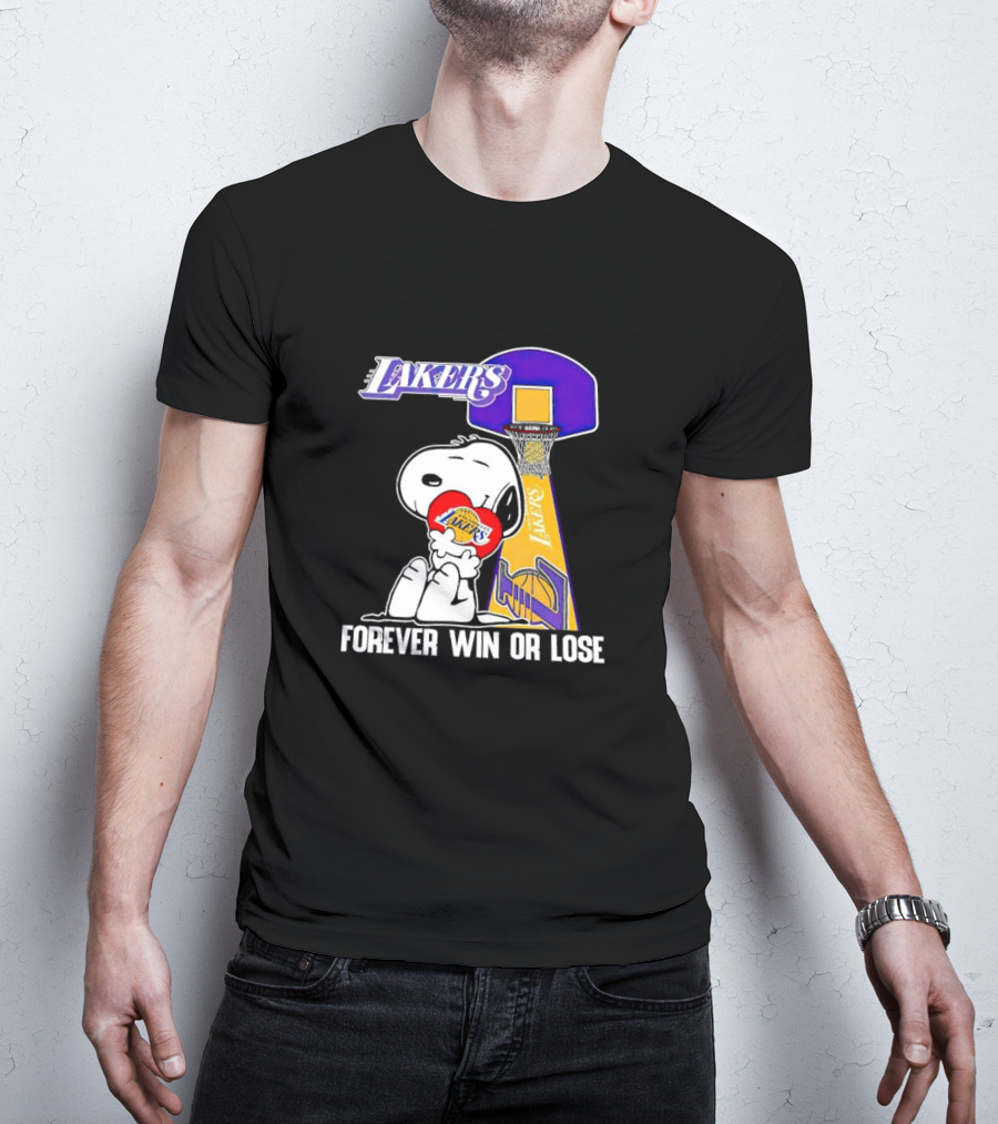 Snoopy Los Angeles Lakers Basketball Forever Win Or Lose T-Shirt