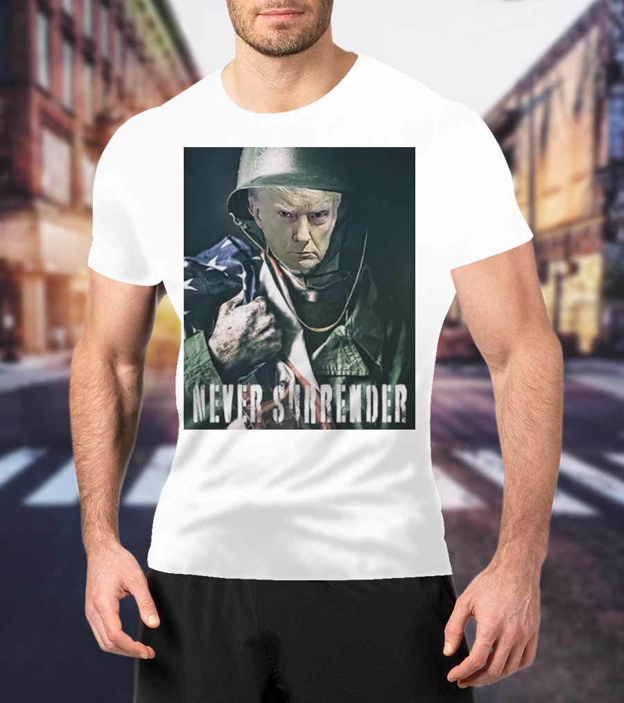 Donald Trump Never Surrender Military Helmet American Flag T-Shirt