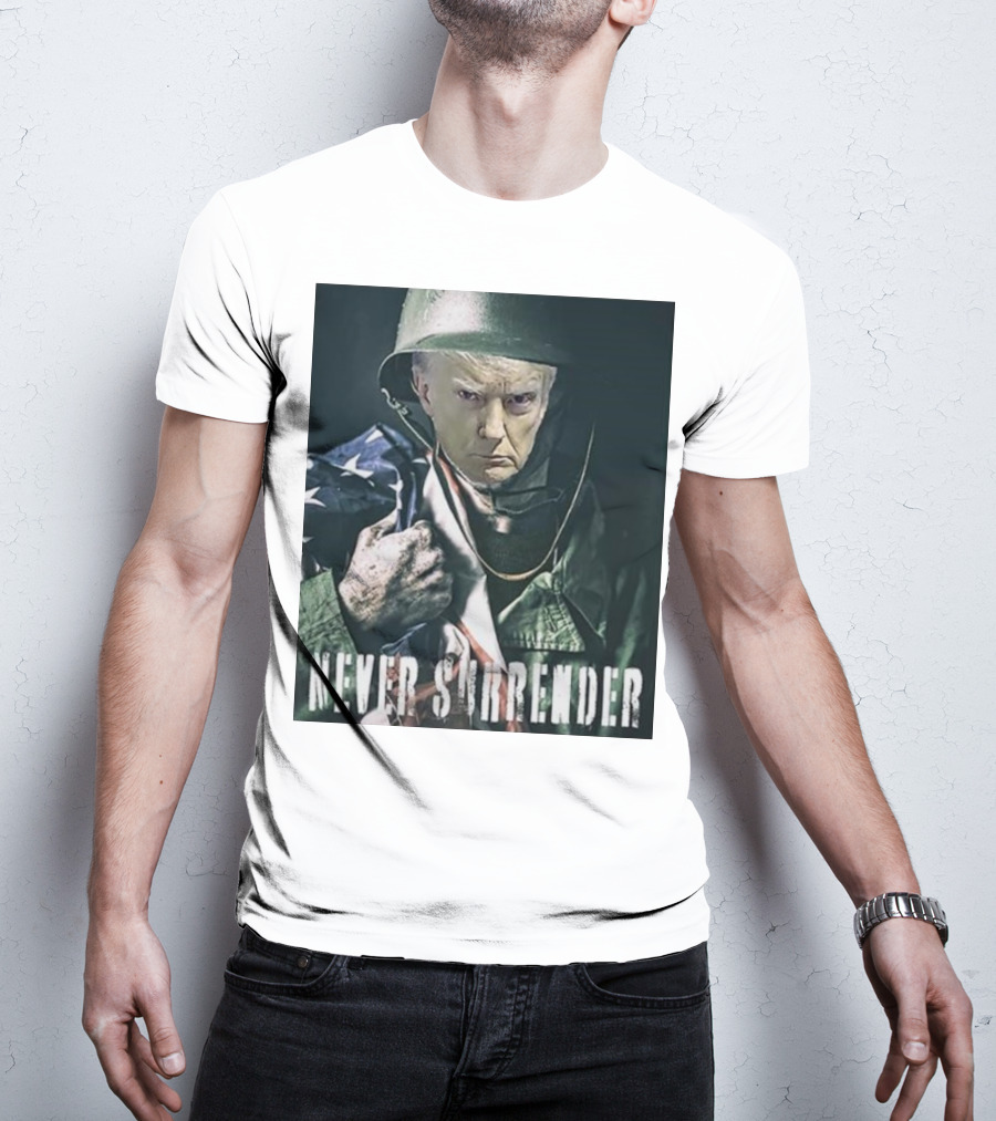 Donald Trump Never Surrender Military Helmet American Flag T-Shirt