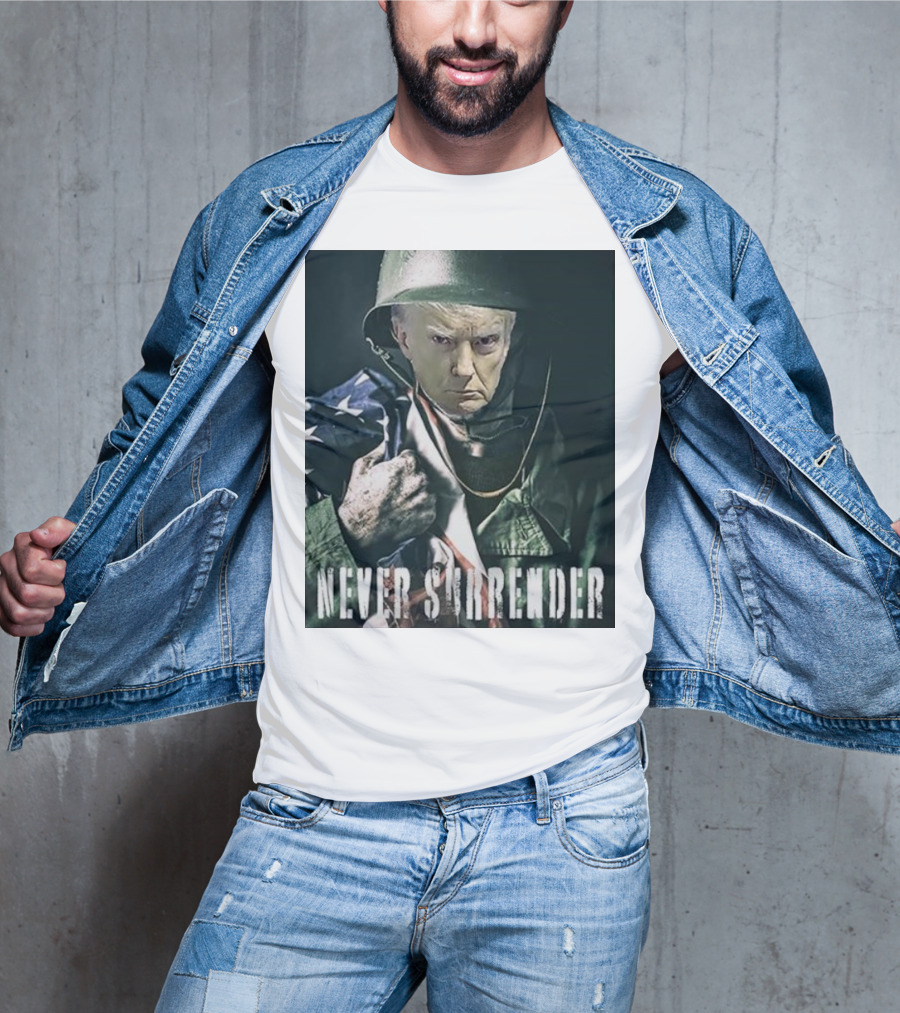 Donald Trump Never Surrender Military Helmet American Flag T-Shirt