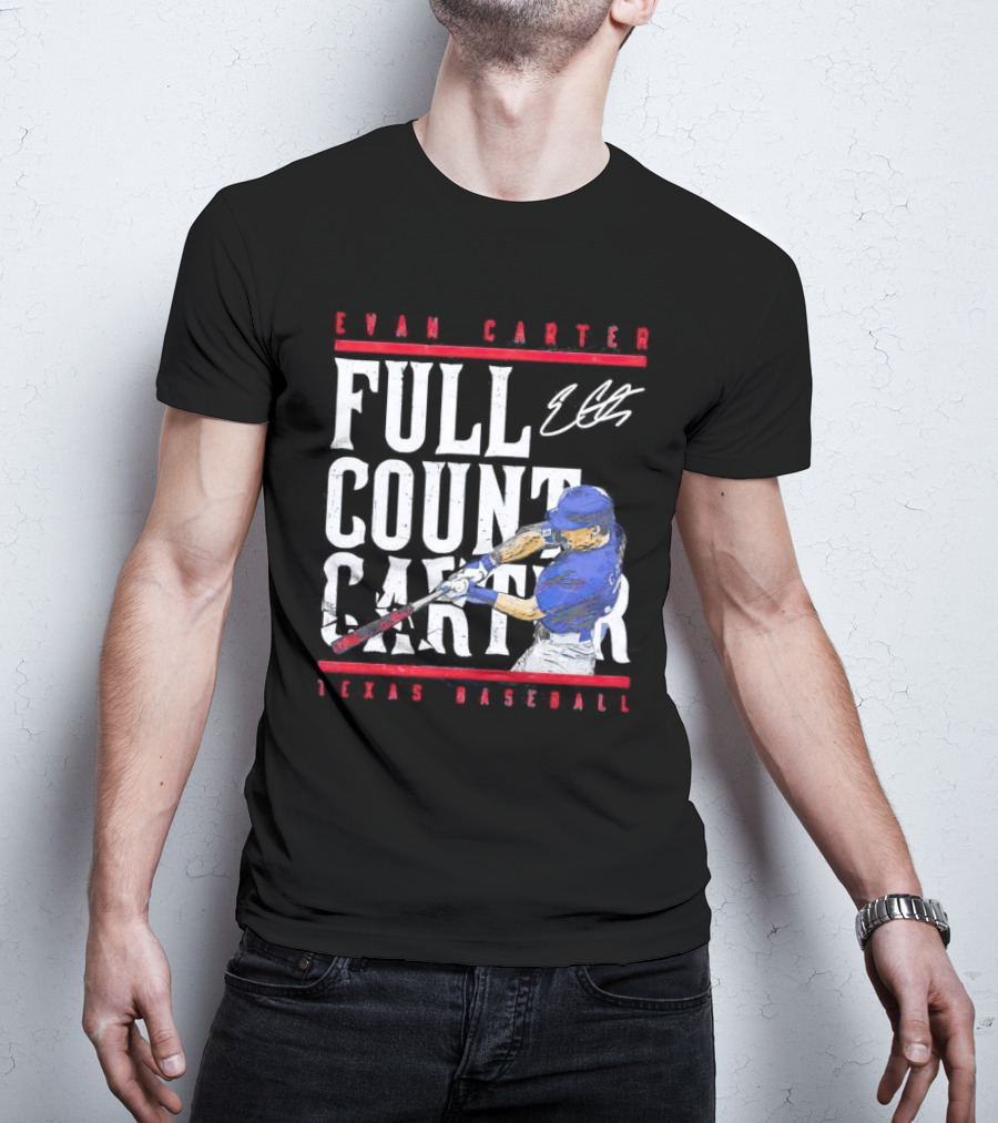 Evan Carter Full Count Carter Texas Baseball Signature T-Shirt