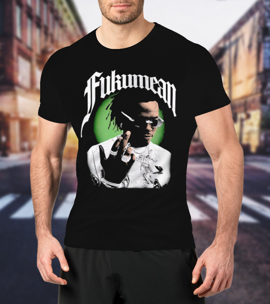 Fukumean 90s Vintage Hip Hop Style With Green Aura T-Shirt