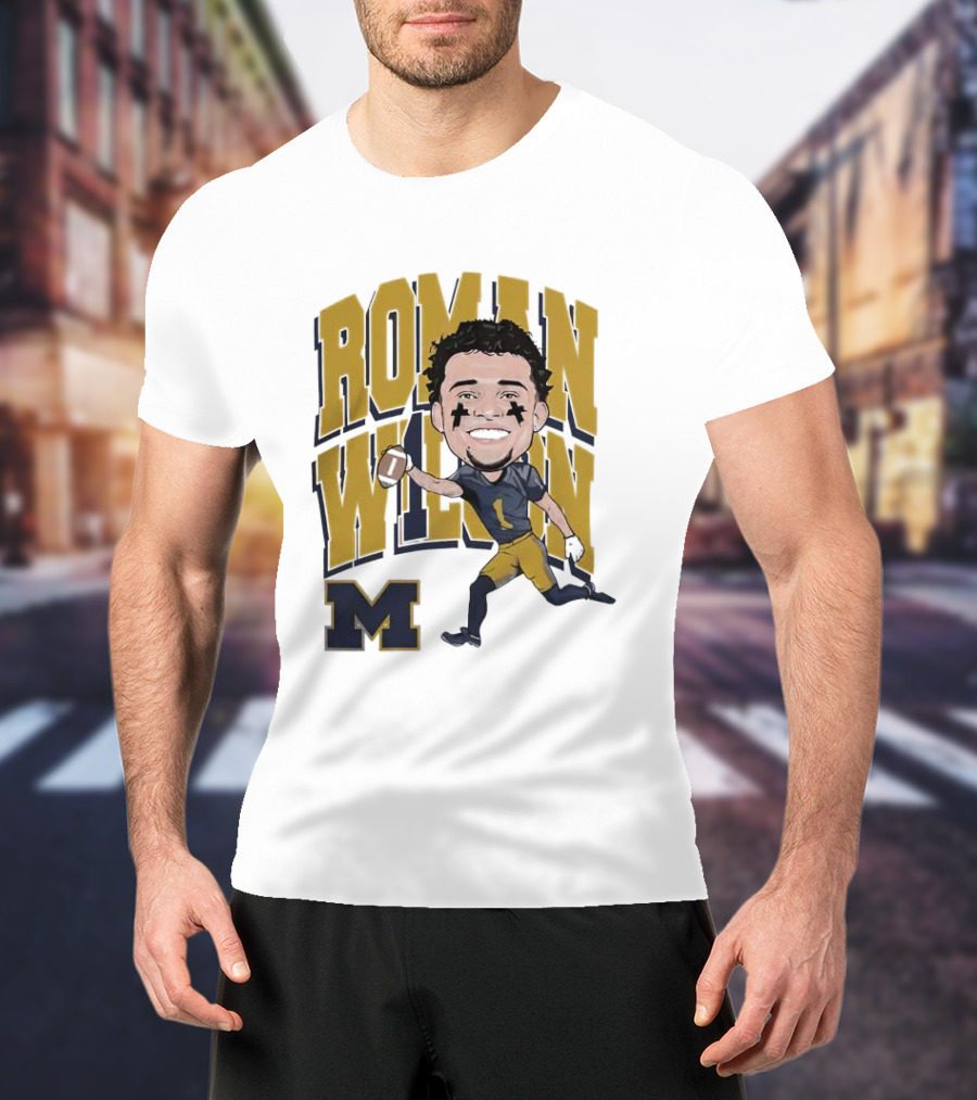 Roman Wilson University Of Michigan Football Caricature Roman Wilson M T-Shirt