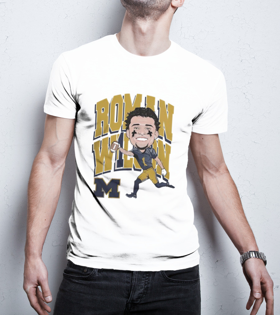 Roman Wilson University Of Michigan Football Caricature Roman Wilson M T-Shirt