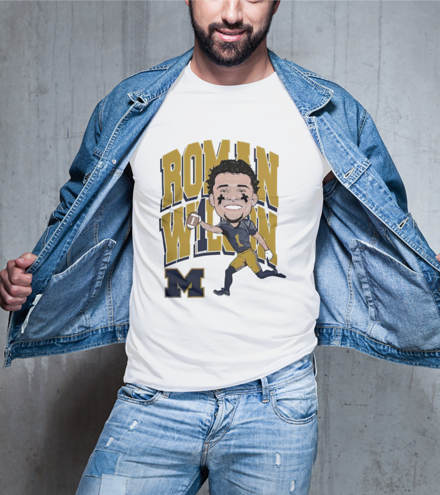 Roman Wilson University Of Michigan Football Caricature Roman Wilson M T-Shirt